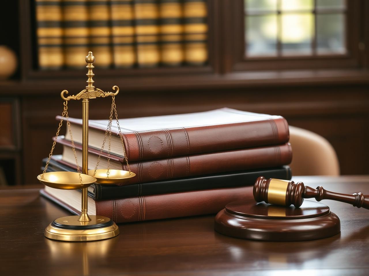 Law books and scales of justice